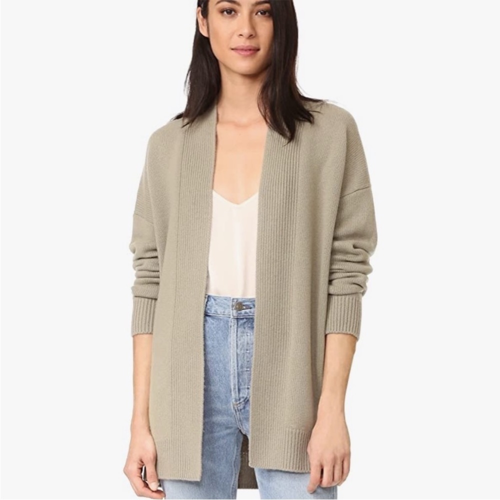 Vince Womens 100% Cashmere Cardigan Sweater Open Knit Long Tunic Soft Minimalist